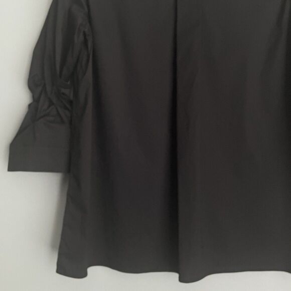 Misook Ruched Sleeve Nylon Blend Tunic Popover Size Large Black Quiet Luxury - Picture 11 of 15
